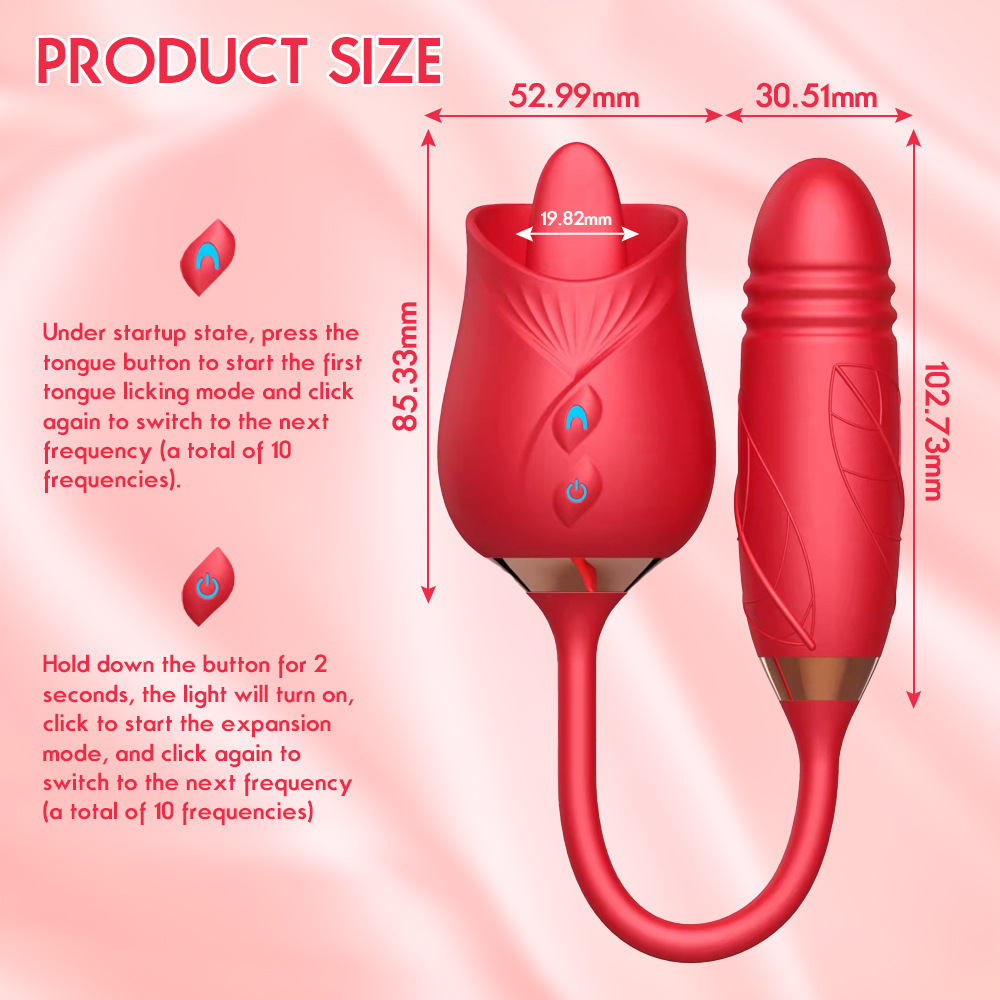 female rose vibrator sex toy - product size