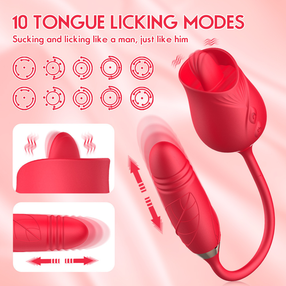 female rose vibrator sex toy - 10 licking modes